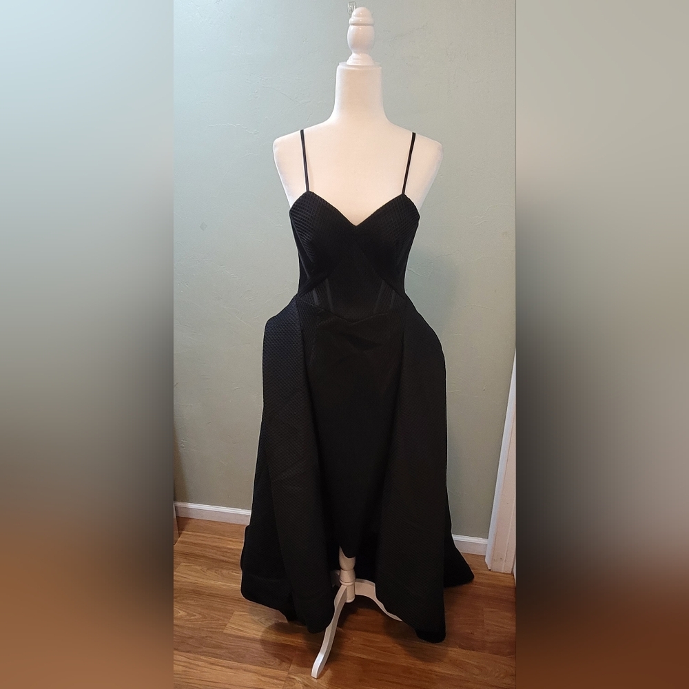 Bariano Black Walk-thru Dress with Spaghetti Straps - Picture 2 of 6
